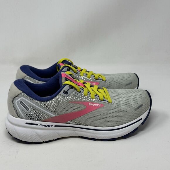 Brooks Ghost 14 Shoes Womens 6 Gray Pink Running Walking Lightweight Sneakers - Picture 1 of 16